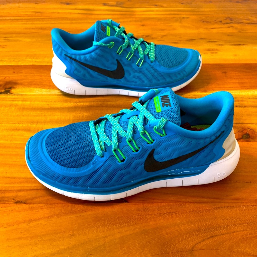 Nike Free 5.0 Running Shoes | Blue and Teal | W 6.5 | Natural Run | Athletic